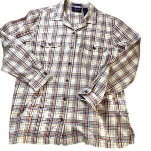 Crazy Horse Liz‎ Claiborne Long Sleeve Plaid Button Front Shirt Women's Size L
